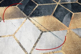ANDRE 1171 covor lavabil cub, geometric anti-alunecare - negru / aur - SECUNDAR-COTATI PRODUSUL