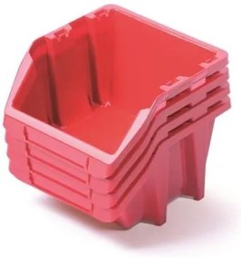 Set 4 cutii de depozitare fiecare 27,2 x 23,8 x 16 cm, rosu