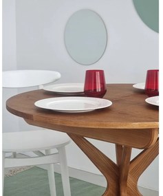 Masă de dining rotundă extensibilă cu aspect de lemn de stejar cu blat suplimentar ø 90 cm Jubi – Ragaba