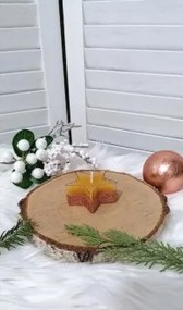 Lumanare ceara Craciun stea - glitter aramiu