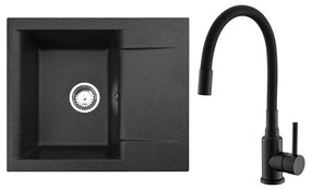 ALVEUS SETA23197 - Chiuvetă de bucătărie CADIT + baterie pentru chiuvetă MINTAS, 34 cm, granit/negru