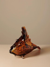 Decoratiune de masa, din sticla, in forma de scoica, H18cm, Leopard