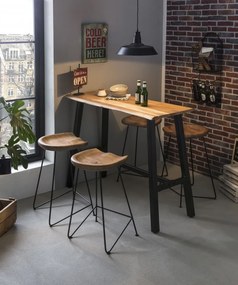 Masa de bar dreptunghiulara din lemn de salcam Tables&amp;Benches 124,5x51x112 cm negru/maro