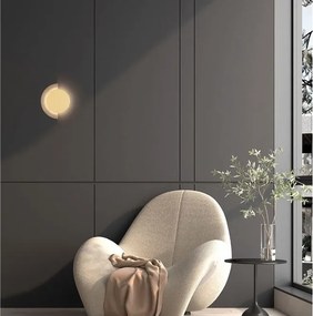 Aplica de perete LED metal auriu si travertin MOLLI 21cm