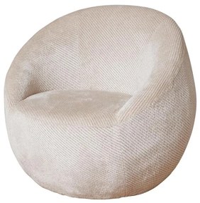 Fotoliu rotund, crem, din catifea, Gelato Vanilla