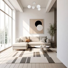 Plafoniera Klausen Sefora PL4 W 70x70x30cm Alb, 4xE27 Modern Urban, Corp Iluminat Metal Sticla Opal pentru Living, Dormitor, Design Elegant Calitativ