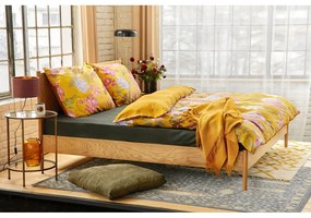 Lenjerie de pat din bumbac satinat pentru pat single Bonami Selection Blossom, 140 x 200 cm, ocru