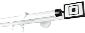 Galerie dubla teava profil FORMA PICIOR UNIVERSAL ,prindere perete 19/19 ALB NEGRU (Alege marime: 240 cm)