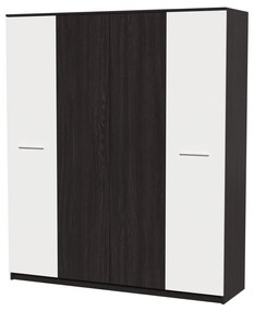 Dormitor Luiza 4U5P, culoare magia (wenge) / alb, cu pat standard 160 x 200 cm, dulap cu 4 usi, comoda si 2 noptiere