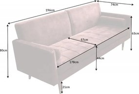 Canapea extensibila Couture 195cm, roz