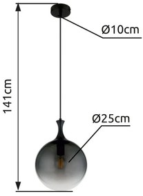 Pendul design modern DALTON negru/fumuriu