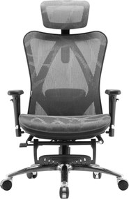 Scaun ergonomic SIHOO M57B, Suport lombar 2D, Cotiera 3D, Tetiera reglabila, mecanism inclinare/blocare in 3 pozitii, suport picioare, Mesh, Gri/Negru