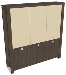 Dulap înalt Verno+ 200 x 46 x 210 cm, uși combinate, stejar antracit / vanilie