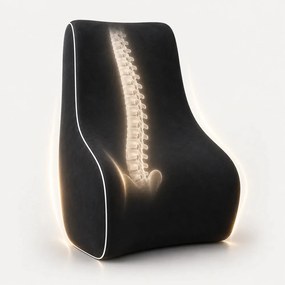 Perna lombara memory foam ORTO SPINAL, husa catifea, Negru
