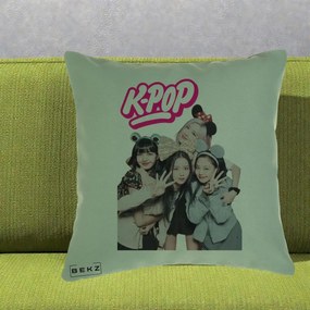 Perna Personalizata BLACKPINK K-Pop Grup Pozitii Amuzante, 40x40 cm, Verde, Husa Detasabila, Perna Inclusa, BEKZ®