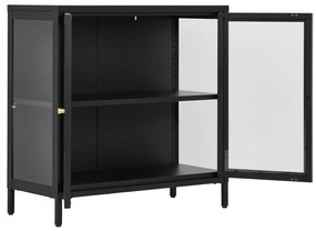 Vitrină Dalby, 2 uși, oțel, negru 80x35x80 cm