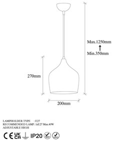 Lustră arămie cu abajur din metal ø 20 cm Murek – Opviq lights