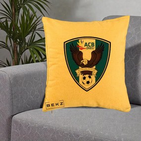 Perna Personalizata ACB Ineu Fotbal, 40x40 cm, Galben, Husa Detasabila, Perna Inclusa, BEKZ®