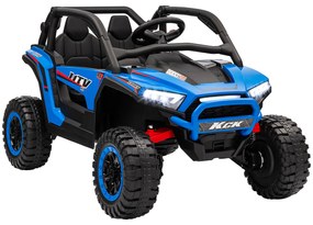 AIYAPLAY Mașină Electrică pentru Copii cu 2 Locuri, 3 Viteze, Muzică și Telecomandă, 117x72x67 cm, Albastru | Aosom Romania