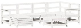 3250957 vidaXL Set canapea de grădină, 7 piese, alb, lemn masiv de pin