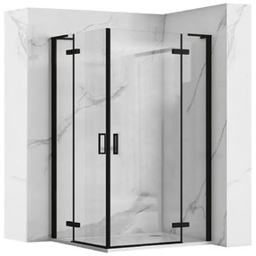 Rea Hugo cabina de dus 100x100 cm patrat negru semi lucios sticla transparenta REA-K6602