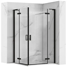 Rea Hugo cabina de dus 100x100 cm patrat negru semi lucios sticla transparenta REA-K6602