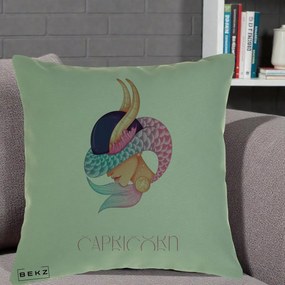 Perna Personalizata Zodiac Capricorn Cowgirl, 40x40 cm, Verde, Husa Detasabila, Perna Inclusa, BEKZ®