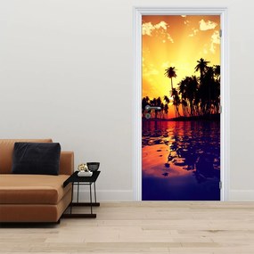 Fototapet pentru ușă - Insula la apus de soare (95x205cm)