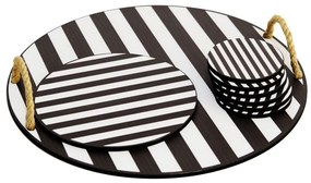 Suporturi pentru pahare din lemn negru-alb 8 buc. – Hermia