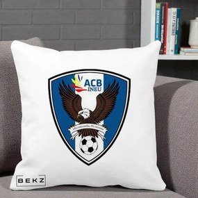 Perna Personalizata ACB Ineu Fotbal, 40x40 cm, Alba Mata, Husa Detasabila, Perna Inclusa, BEKZ®