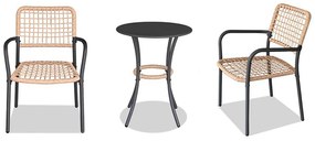 Autronic Set balcon 1+2, metal, polyrattan,natural, AZ-L1103 NAT