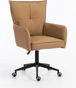 HR250K Scaun Piele Ecologică Premium Soft Culoare Caramel Bază Neagră