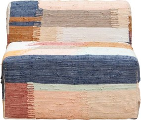 Fotoliu modular multicolor din bumbac chindi țesut manual, în terracotta, albastru, roz și maro, 88×90×75 cm, „Chindi”