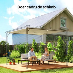 Outsunny Prelată pentru Pergolă cu 10 Orificii de Drenaj, Material Poliester UV30+, Doar Acoperire, 288x298 cm, pentru Pergolă Grădină 3x3m, Bej | Aosom Romania