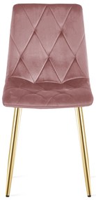 Scaun de masa din catifea roz LIBRA cu picioare aurii