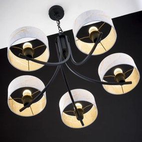 Jupiter 2104 - Lustră pe lanț ARTHUR 5xE27/15W/230V alb/negru/decor marmură