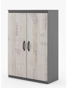 Dulap Sorento Cu 2 Usi, Stejar Grafit Si Santana, 90 Cm