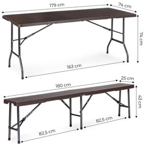 Set catering masă + 2 bănci 180cm Wooden Brown