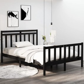 vidaXL Cadru de pat, negru, 140x190 cm, lemn masiv