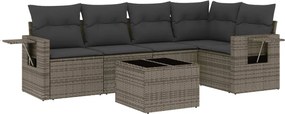 vidaXL Set mobilier grădină cu perne, 6 piese, gri, poliratan