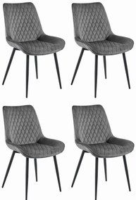 Set Scaune 4 Bucatarie/Dining Rokko Gri Inchis Catifea