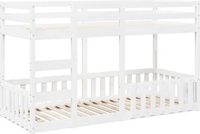 vidaXL Pat supraetajat, alb, 80x200 cm, lemn masiv de pin