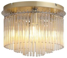 Plafoniera metal auriu, tije din sticla Swizzle