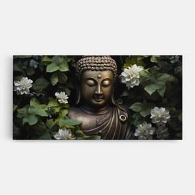 Tablou Canvas, 40x80cm, Dormitor si Living, Moderne, Buddha, White Flowers Buddha