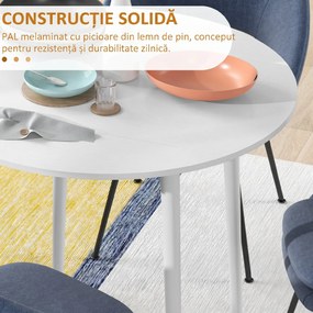 HOMCOM Masă Pliantă Modernă cu Extensii Laterale pentru Bucătărie și Living, din PAL, Ø89 x 73,5 cm | Aosom Romania