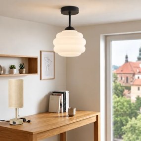 BRILAGI - LED lustru aplicat RETRO GLASS 1xE27/60W/230V Ø 20 cm negru/alb