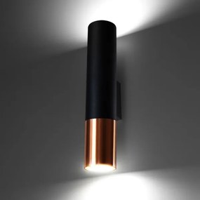 Aplică LOOPEZ 2xGU10/40W/230V neagră/cupru Sollux SL.0944