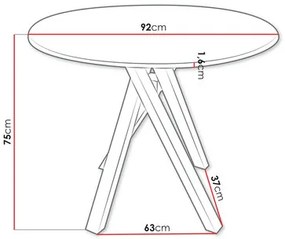 Masă sufragerie 92 cm Geratus 92 (Alb + Negru) (pentru 2-4 persoane). 1103529
