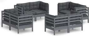 vidaXL Set mobilier de grădină cu perne, 8 piese, antracit, lemn pin