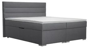 Pat tapițat NEW BOLERO 160x200 cm, cu spațiu de depozitare și saltele cu topper, gri